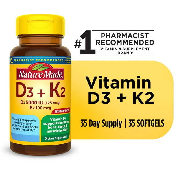Nature Made Vitamin D3 K2 Softgels; Dietary Supplement; 35 Count Nature Made Vitamin D3 K2 Softgels; Dietary Supplement; 35 Count